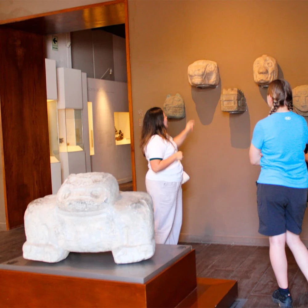 Stone artifacts exhibition room at the Larco Museum in Lima