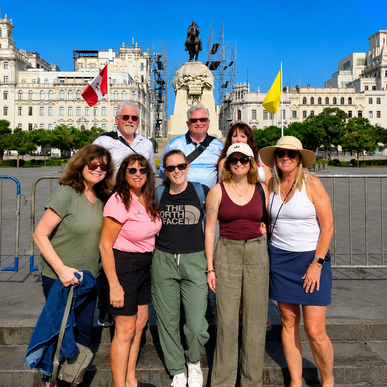 Travel group at Plaza Mayor on a Lima historic center walking tour